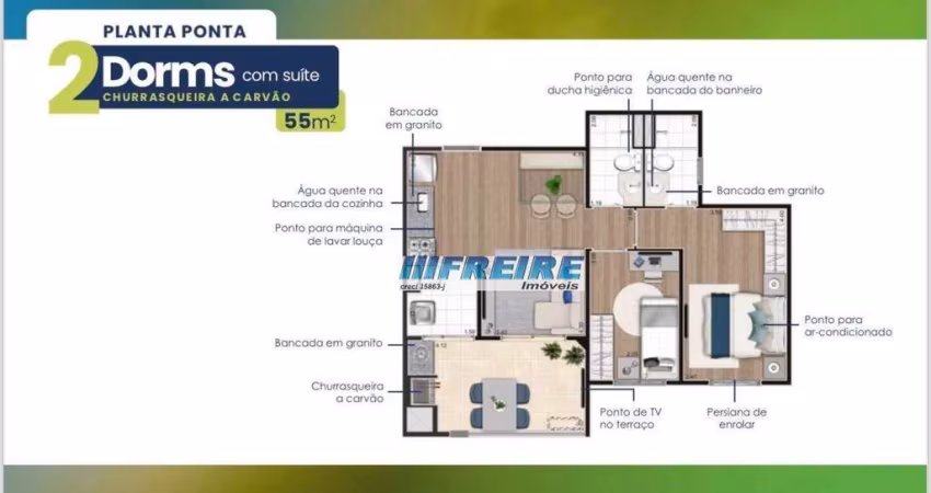 Apartamento com 2 dormitórios à venda, 55 m² por R$ 529.000,00 - Campestre - Santo André/SP