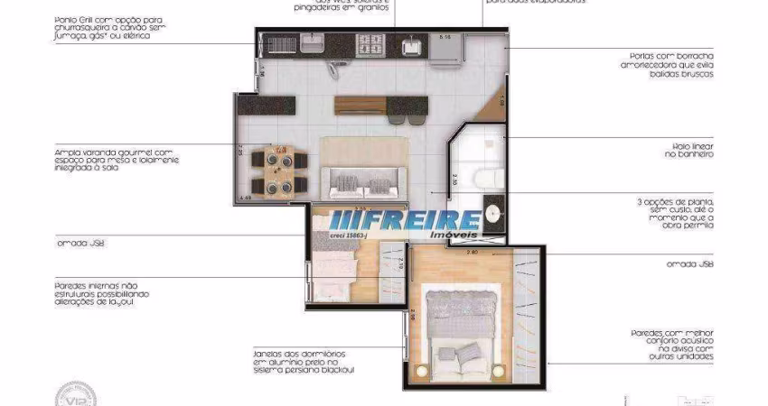 Apartamento com 2 dormitórios à venda, 38 m² por R$ 269.000 - Vila Príncipe de Gales - Santo André/SP