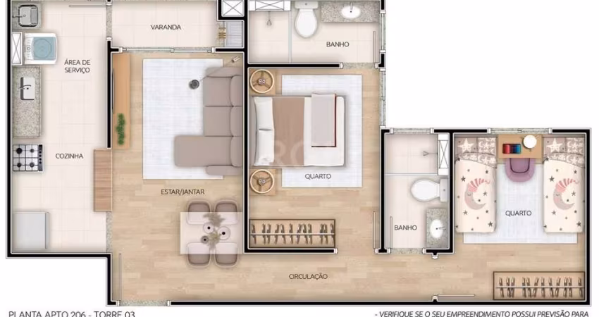 Excelente apartamento de  2 dormitórios uma suíte, 1 garagem. Entregue com piso laminado na sala e quartos e porcelanato na cozinha e banheiros. Preparação para agua quente cozinha e banheiros. Varand