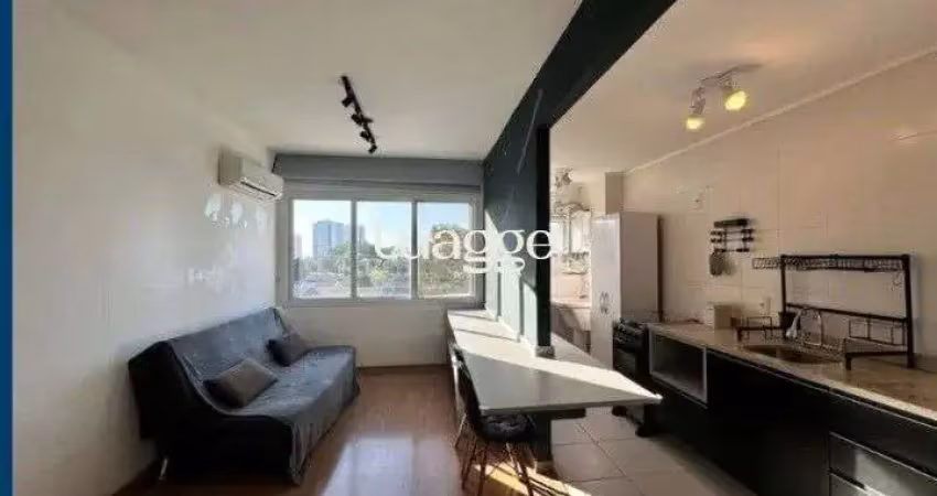 Apartamento semimobiliado para locação no bairro cristal - 43m² - 01 quarto/suite - piso laminado - 01 vaga de estacionamento
