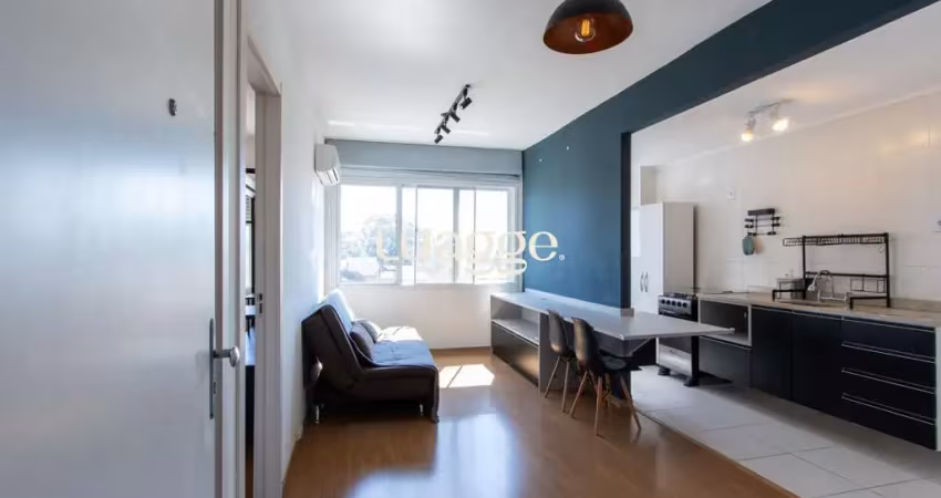 Apartamento semimobiliado para locação no bairro cristal - 43m² - 01 quarto/suite - piso laminado - 01 vaga de estacionamento