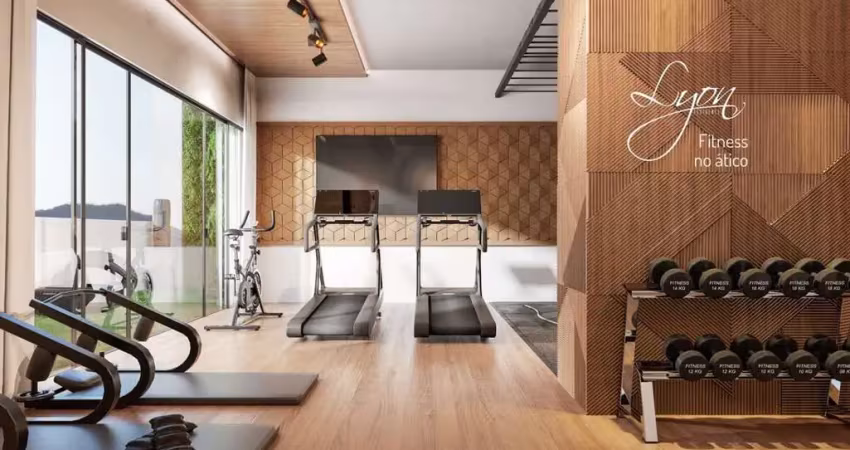 Apartamento moderno 2 quartos (1 suíte) com sacada, churrasqueira e garagem.