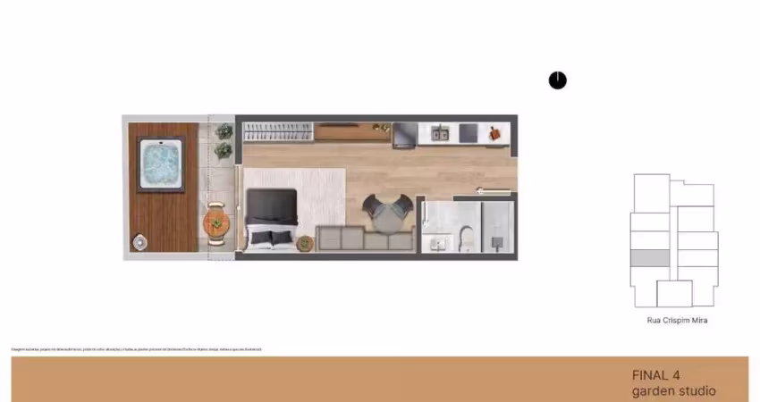 Studio garden a preço de custo, com área de lazer, no centro