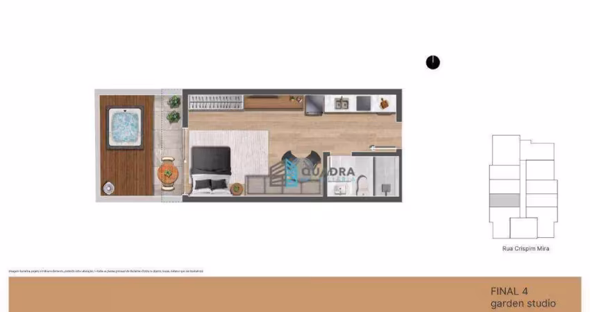 Studio garden a preço de custo, com área de lazer, no centro