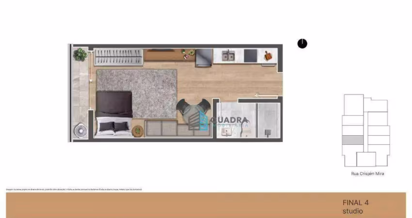 Studio a preço de custo com área de lazer completa no centro