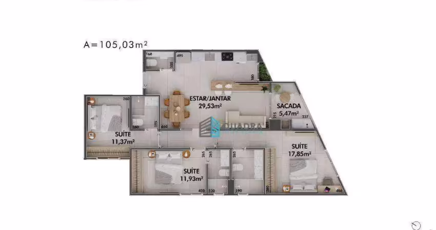 Apartamento com 3 dormitórios à venda, 105 m² por r$ 1.310.774,40 - cacupé - florianópolis/sc