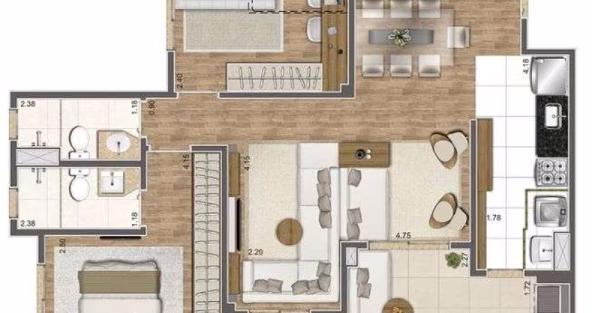 Apartamento à Venda no Condomínio Living Elegance, Botafogo, Campinas - SP