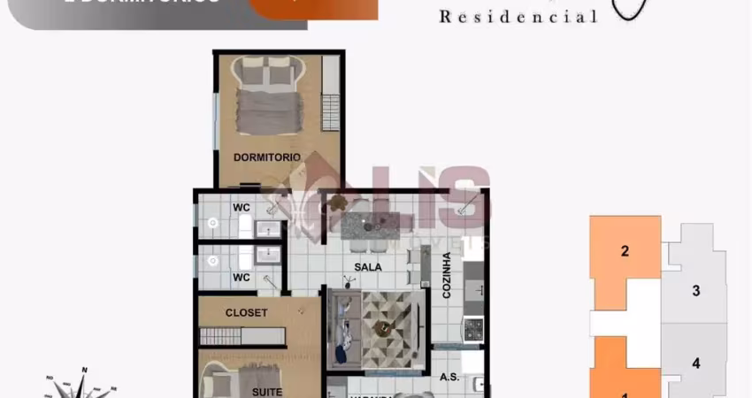 Lançamento em porto novo com varanda gourmet, 2 dormitórios (suíte e closet)