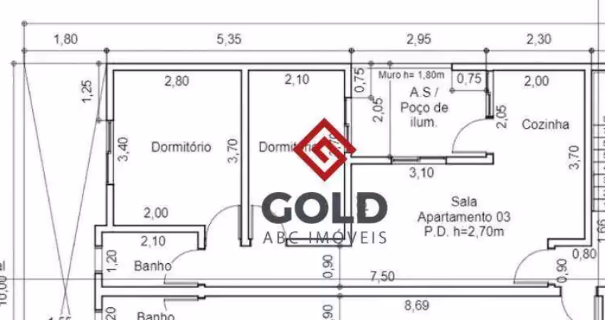 Apartamento com 2 dormitórios à venda, 54 m² por r$ 390.000,00 - parque das nações - santo andré/sp