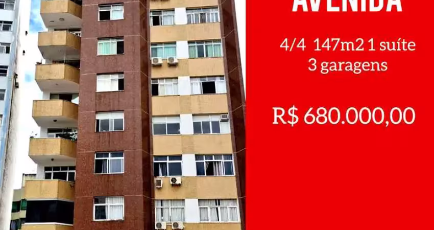 Apartamento de 4 quartos com 147m² na barra, salvador-ba  1 suíte, sala ampla, 3 vagas de garagem  agende sua visita!