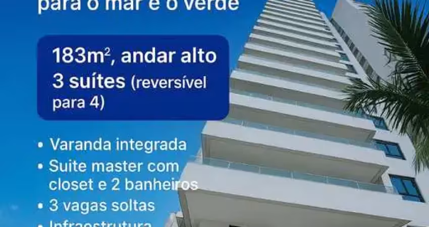Apartamento de luxo à venda em salvador-ba: 3 quartos, 3 suítes, 183m², vista para o mar e verde, infraestrutura completa!
