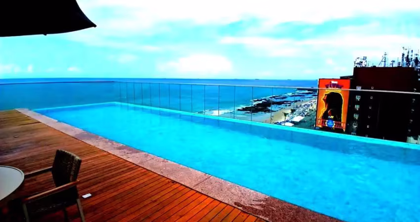 Aluguel de apartamento na barra, salvador-ba: 1/4 mobiliado com vista mar e vaga de garagem!