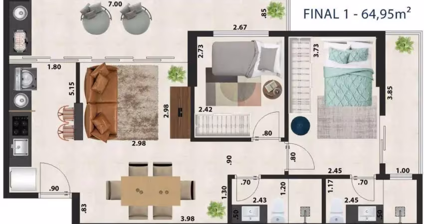 Apartamento à venda, 2 quartos no bairro marapé em santos