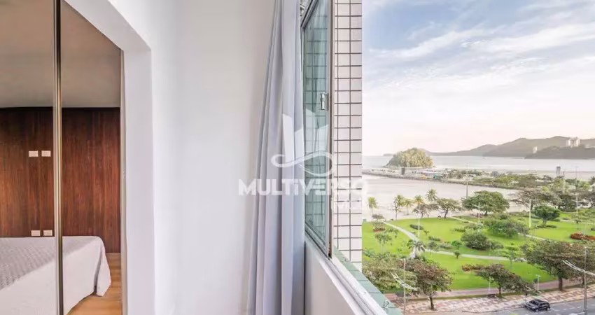 Apartamento 2 dormitórios com vista mar frente praia em santos