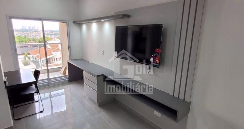 Apartamento tipo Kitnet - Novo -  Semimobiliado - 1 dormitório para alugar, 34 m² por R$ 2.220/mês - Ribeirânia -  Unaerp -Ribeirão Preto/SP