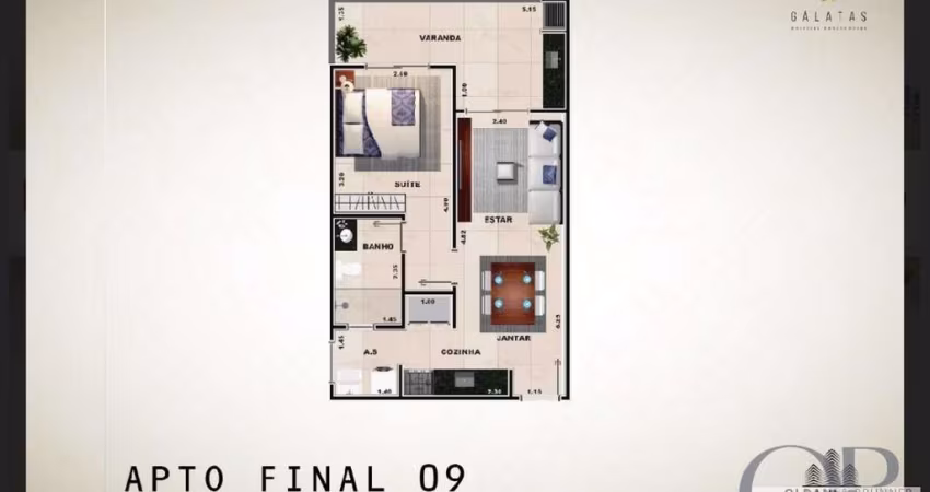 APARTAMENTO COM 1 DORMITÓRIO NO CENTRO.