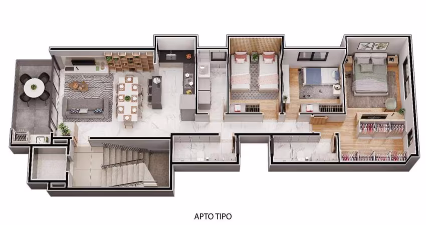Apartamento de 3 quartos e 1 vaga de garagem no Cidade Nobre