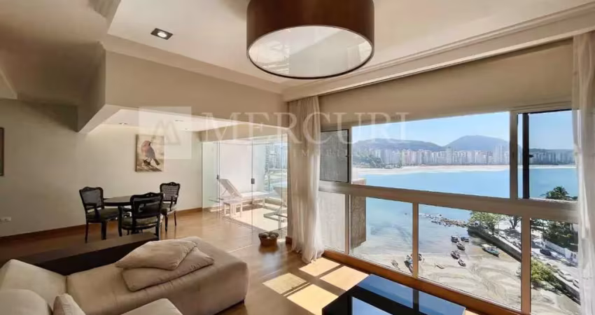 Apartamento no guarujá, astúrias, 2 quartos, sendo 1 suítes e sacada com vista total para o mar - mercuri imóveis - imobiliária no guarujá.