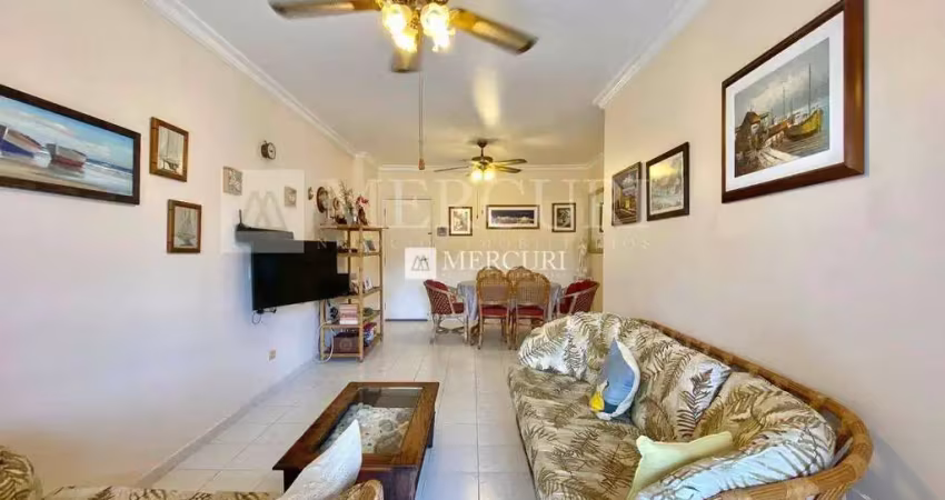 Apartamento no guarujá, enseada, 2 quartos, sala para 2 ambientes e sacada - mercuri imóveis - imobiliária no guarujá