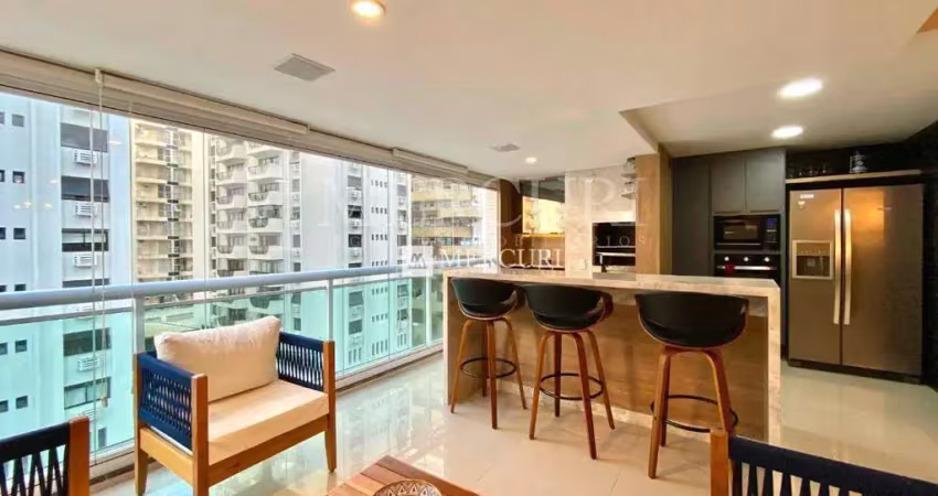 Apartamento no guarujá, pitangueiras, 3 quartos, sala para 3 ambientes e varanda gourmet - mercuri imóveis - imobiliária no guarujá