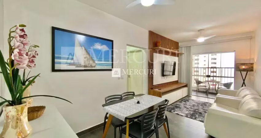 Apartamento no guarujá, pitangueiras, com vista mar parcial, com 2 quartos.