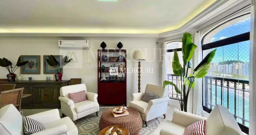 Apartamento no guarujá, astúrias, com vista mar, 3 quartos, mercuri imóveis guarujá.
