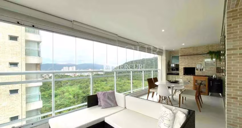 Apartamento no guarujá, enseada, com vista mar e varanda gourmet, com 3 suítes.
