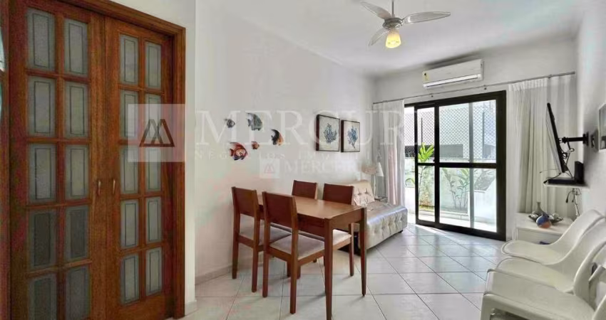 Apartamento no Guarujá, Enseada, Sacada, 1 Suíte e Mobiliado.