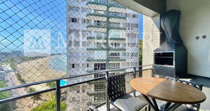 Apartamento no Guarujá, Pitangueiras, 3 quartos sendo 1 suíte e varanda gourmet com visa para o mar