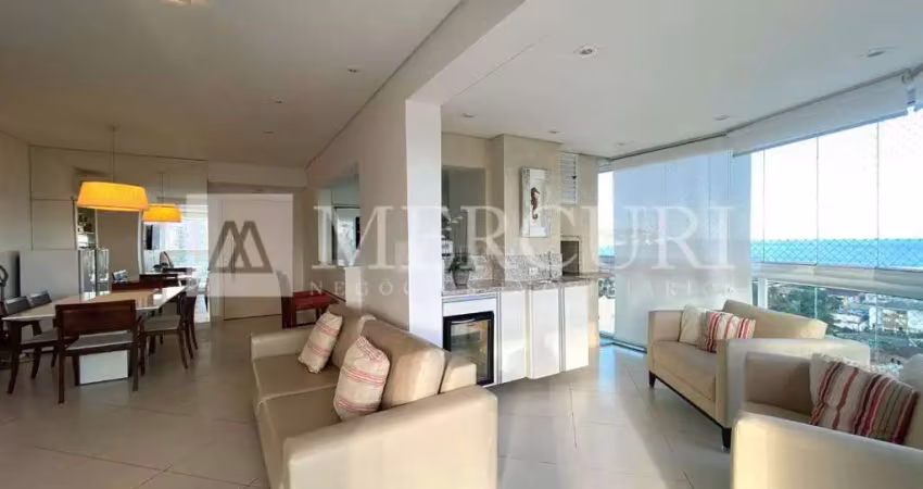 Apartamento no Guarujá, Enseada, com Vista Mar e com varanda goumert.