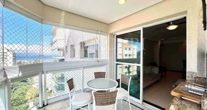 Apartamento no guarujá, enseada, varanda gourmet, vista para o mar, 3 suítes