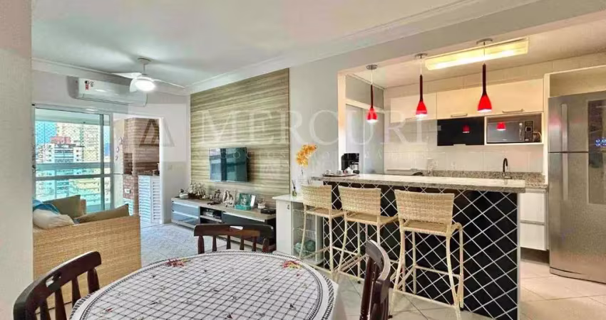 Apartamento no guarujá, enseada, com vista parcial para o mar, 3 quartos e varanda gourmet - mercuri imóveis guarujá