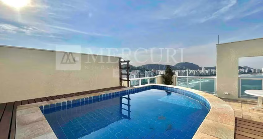 Cobertura no guarujá, astúrias, decorada ,1 suíte e vista mar - mercuri imóveis guarujá.