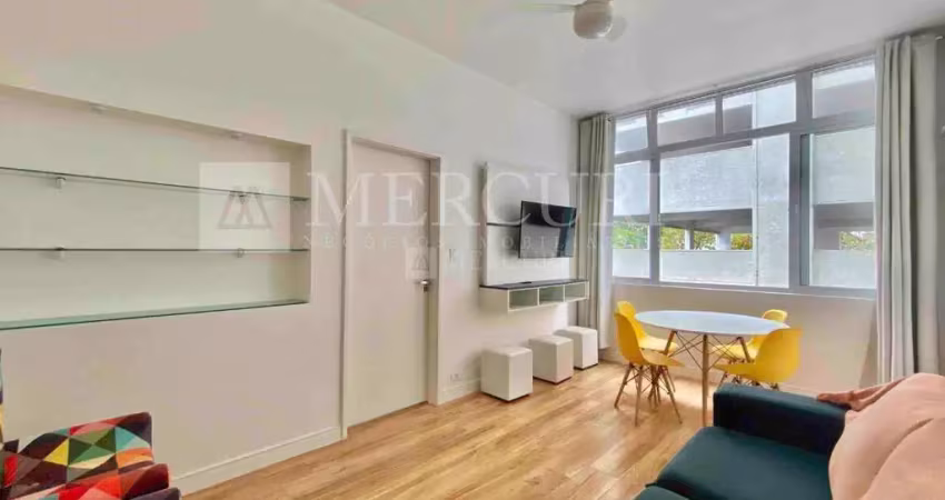 Apartamento no guarujá, pitangueiras, 1 quartos, sala para 2 ambientes e cozinha mobiliada - mercuri imóveis - imobiliária no guarujá