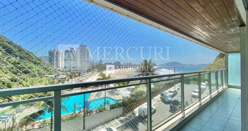 Apartamento no guarujá, pitangueiras, 3 quartos, sala para 2 ambientes e sacada com vista total para o mar  - mercuri imóveis - imobiliária no guarujá