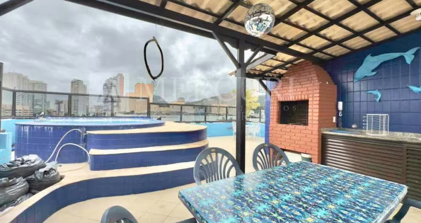 Cobertura no guarujá, enseada, com vista mar, 3 suítes, piscina e churrasqueira - mercuri imóveis - imobiliária no guarujá