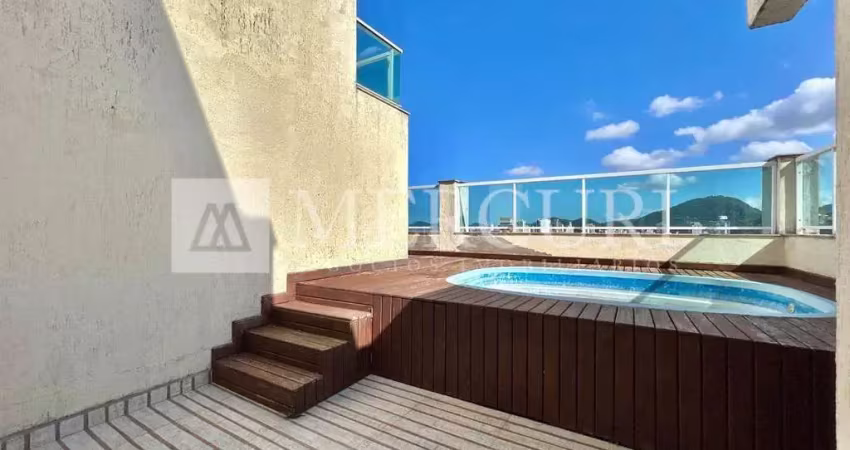 Cobertura no guarujá, enseada, com vista mar, piscina e varanda gourmet- mercuri imóveis - imobiliária no guarujá