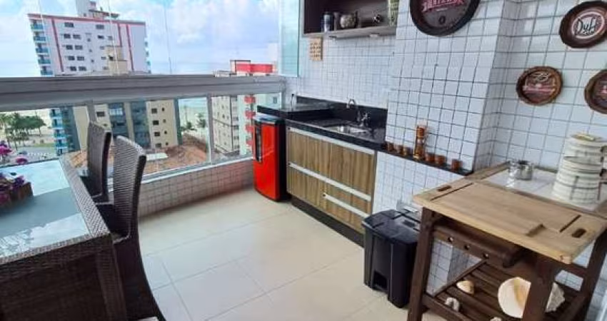 Apartamento mobiliado com varanda gourmet com 2 dormitórios à venda na Vila Tupi - Praia Grande/SP