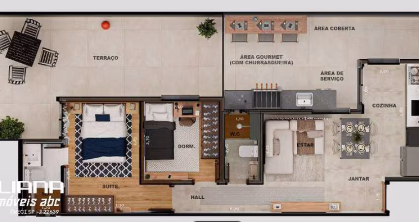 Apartamento gardem 116,01 m² - 2 vagas - Elevador - B. Campestre