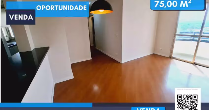Apartamento de 75m² com 3 dormitórios sendo 1 suíte, cozinha, sala, 2 banheiros, 2 vagas