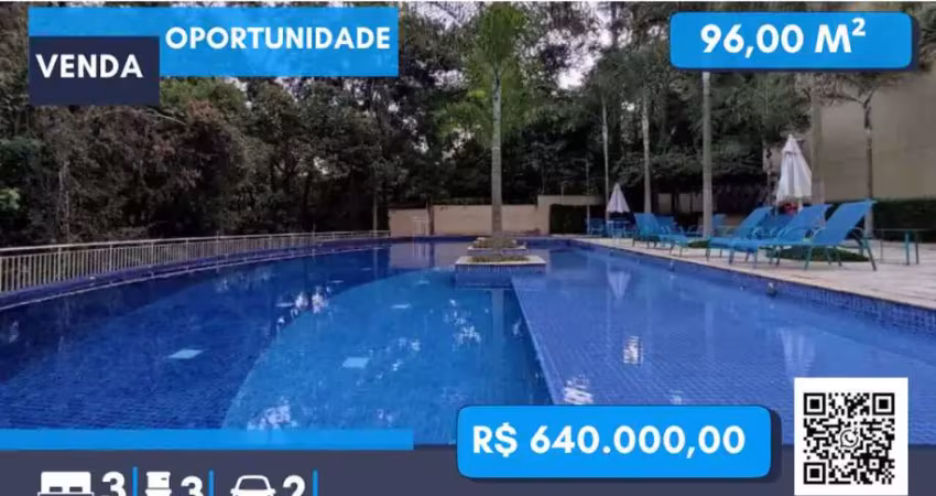 96m² 3 dormitórios sendo 1 suíte e com 2 vagas e churrasqueira na varanda