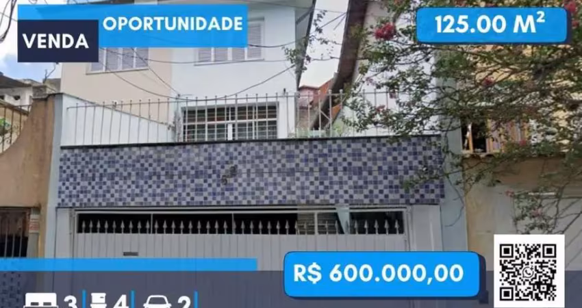 Sobrado de 125 m² com 3 quartos e 3 banheiros à venda