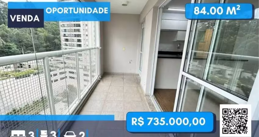 Apartamento com 84,00m² na vila andrade 84 metros 3 quartos 2 suites 2 vagas