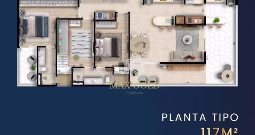 Apartamento com 3 dormitórios à venda, 117 m² por R$ 998.000,00 - Jardim das Nações - Taubaté/SP