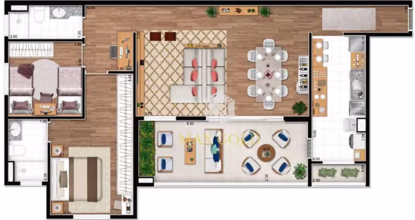 Apartamento com 2 dormitórios à venda, 108 m² por R$ 682.000,00 - Barranco - Taubaté/SP