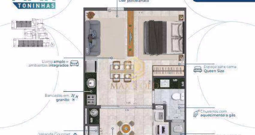 Apartamento com 1 dormitório à venda, 35 m² por R$ 359.716,00 - Toninhas - Ubatuba/SP