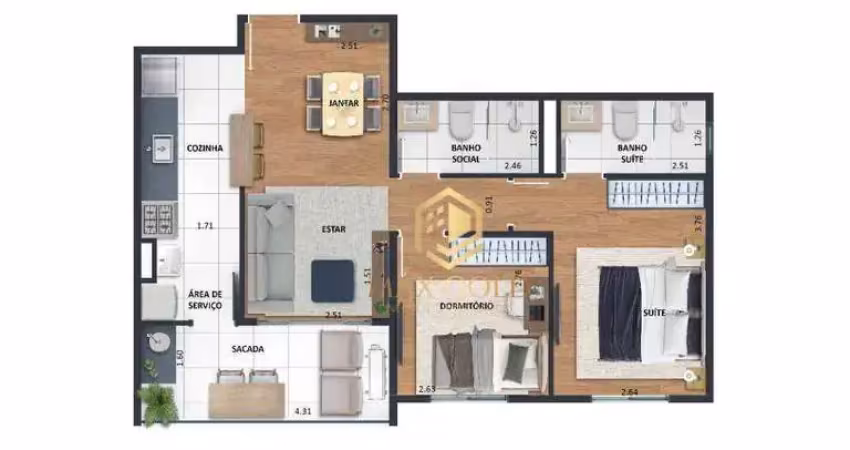Apartamento com 2 dormitórios à venda, 60 m² por R$ 381.000,00 - Centro - Taubaté/SP