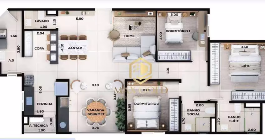 Apartamento com 3 dormitórios à venda, 110 m² por r$ 660.000,00 - jardim das nações - taubaté/sp
