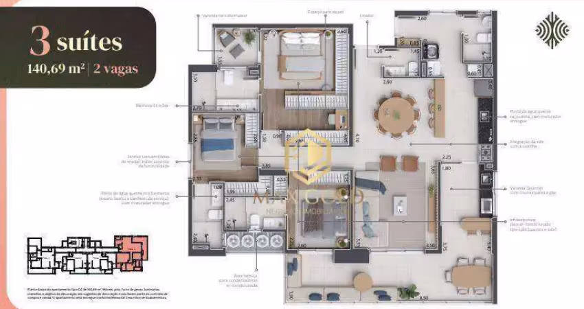 Apartamento com 3 dormitórios à venda, 140 m² por r$ 995.000,00 - barranco - taubaté/sp