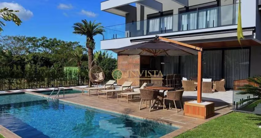 À venda | 600 m², alto padrão, piscina, varanda gourmet, 4 suítes e 4 vagas - praia de jurerê internacional, florianópolis.